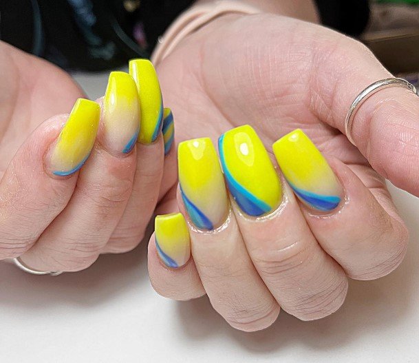 Adorable Nail Inspiration Blue And Yellow For Women