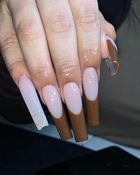 Adorable Nail Inspiration Brown French Tip For Women