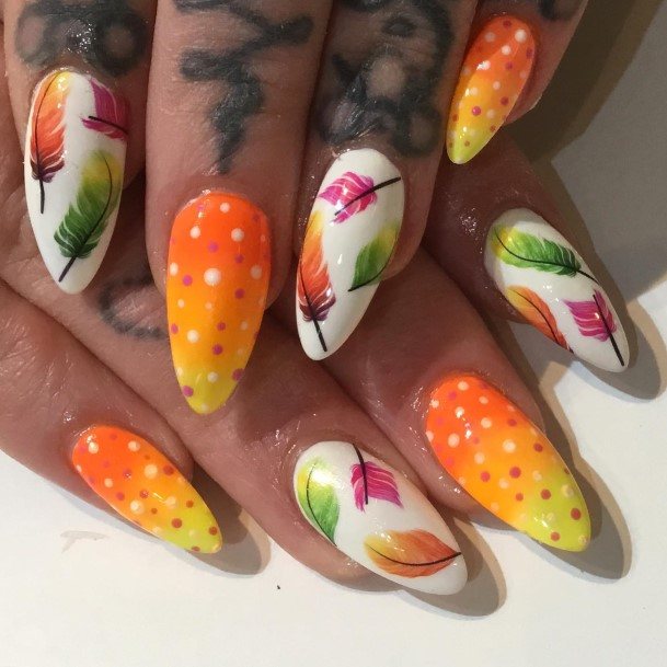 Adorable Nail Inspiration Feather For Women