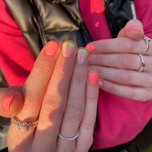 Adorable Nail Inspiration Green And Pink For Women