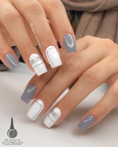 Adorable Nail Inspiration Grey And White For Women