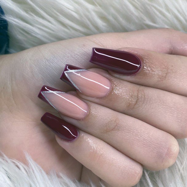 Adorable Nail Inspiration Maroon And Silver For Women