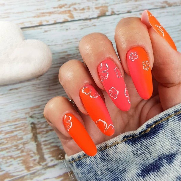 Adorable Nail Inspiration Orange And White For Women
