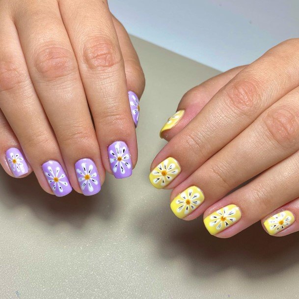 Adorable Nail Inspiration Purple And Yellow For Women