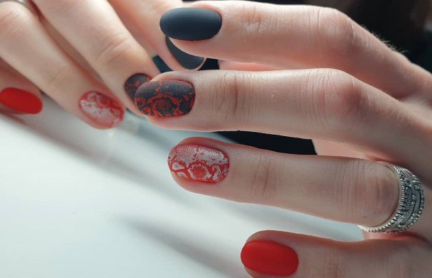 Adorable Nail Inspiration Red And Black Matte For Women