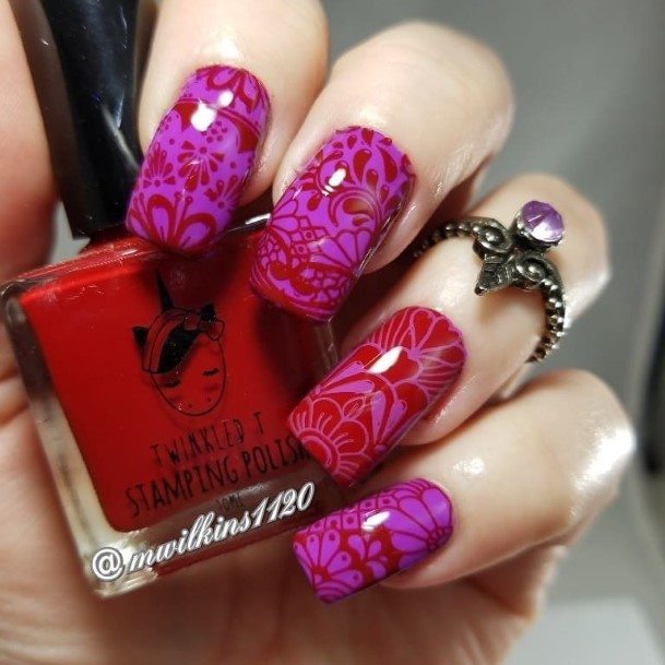Adorable Nail Inspiration Red And Purple For Women