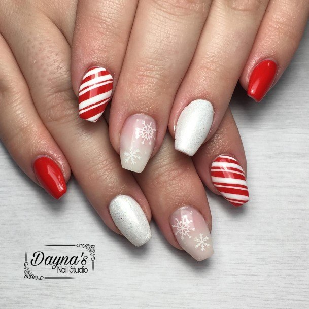 Adorable Nail Inspiration Red And White For Women