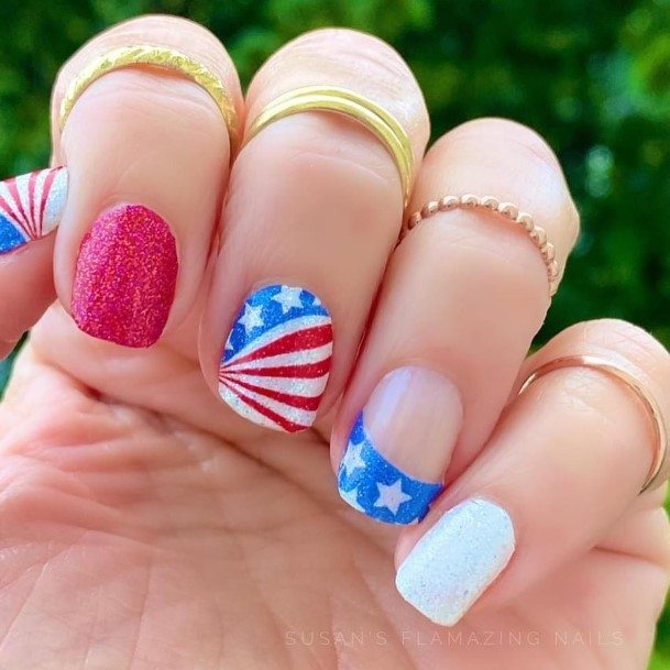 Adorable Nail Inspiration Red White And Blue For Women