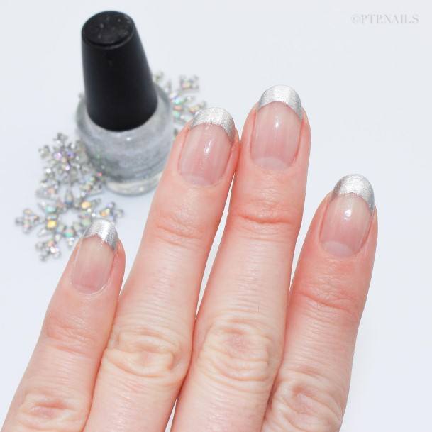 Adorable Nail Inspiration Silver French Tip For Women