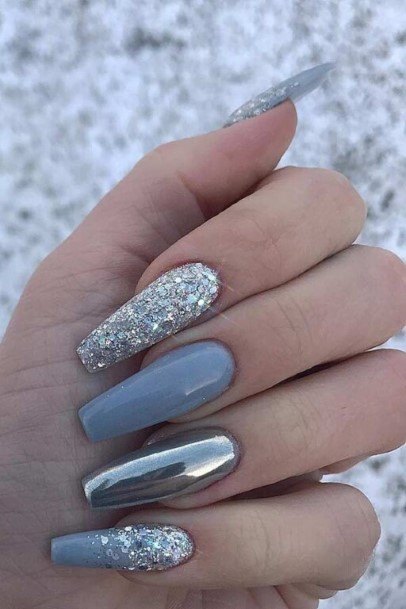 Adorable Nail Inspiration Silver Ombre For Women