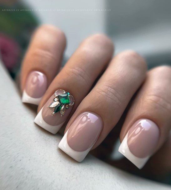 Adorable Nail Inspiration White With Rhinestones For Women