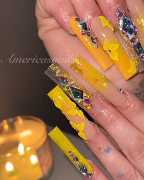 Adorable Nail Inspiration Yellow Square For Women