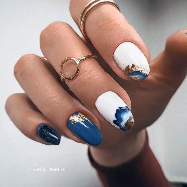 Adorable Navy Blue Dress Nail Designs For Women