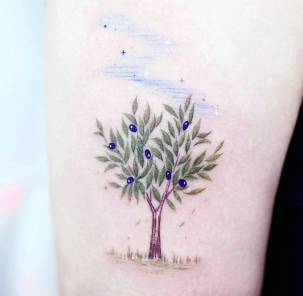 Adorable Olive Tree Tattoo Designs For Women