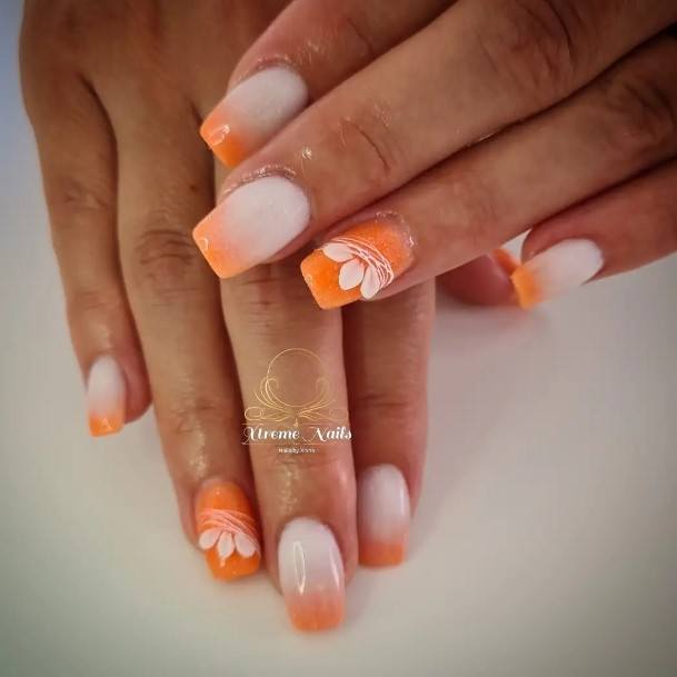 Adorable Orange And White Nail Designs For Women