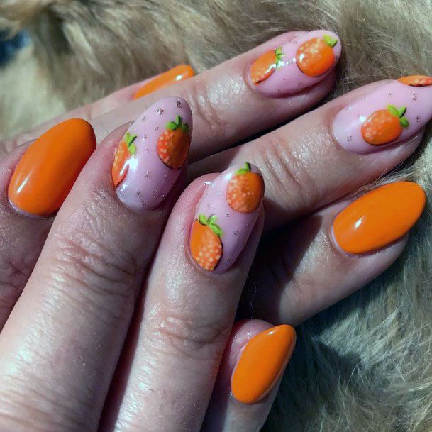 Adorable Orange Citrus Gell Nail Ideas For Ladies