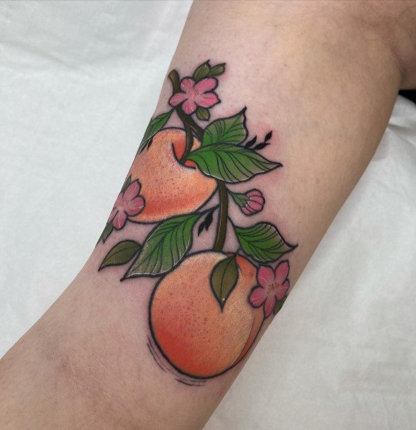 Adorable Peach Tattoo Designs For Women