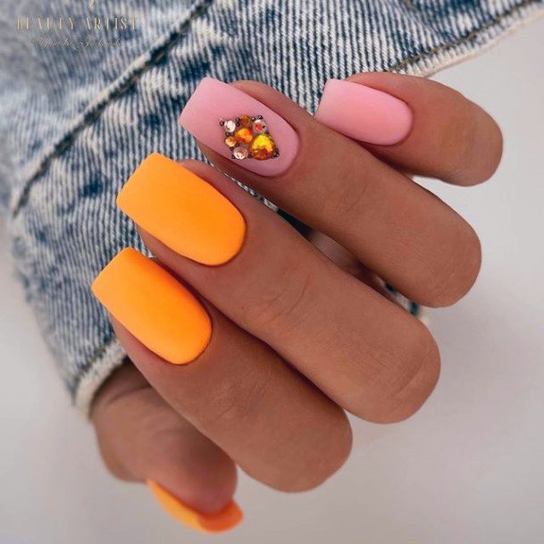 Adorable Pink And Orange Nail Designs For Women