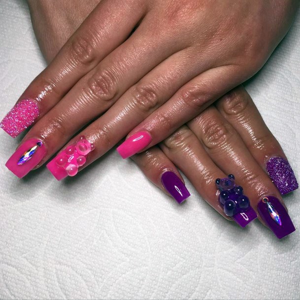 Top 50 Best Pink and Purple Nails For Girls - Cute Color Design Ideas