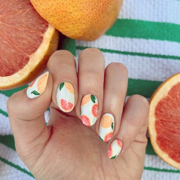 Adorable Pretty Citrus Nail Design For Girls