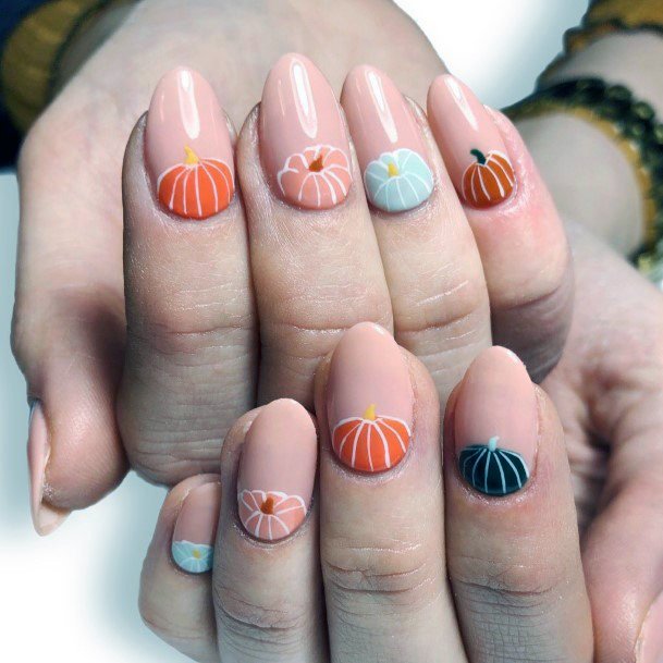 Adorable Pumpkin Nails For Women