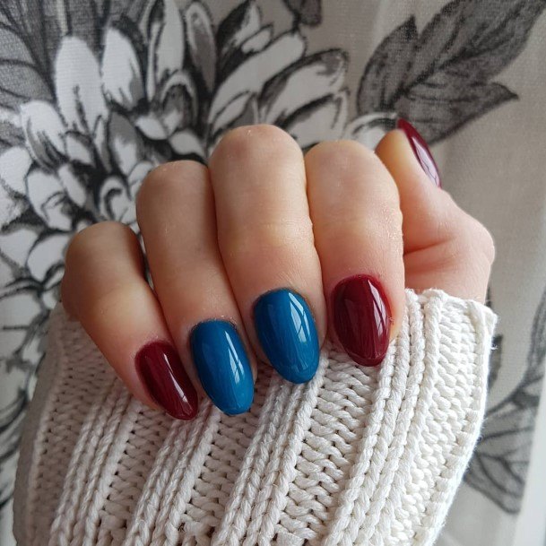 Adorable Red And Blue Nail Designs For Women