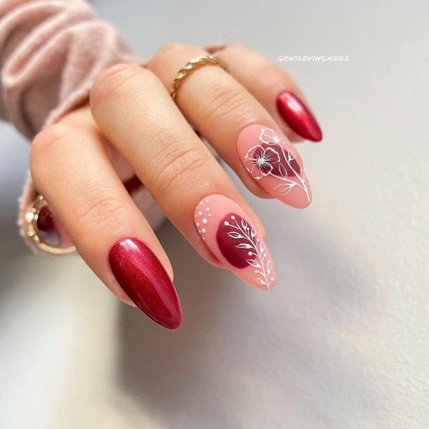 Adorable Red And Nude Nail Designs For Women