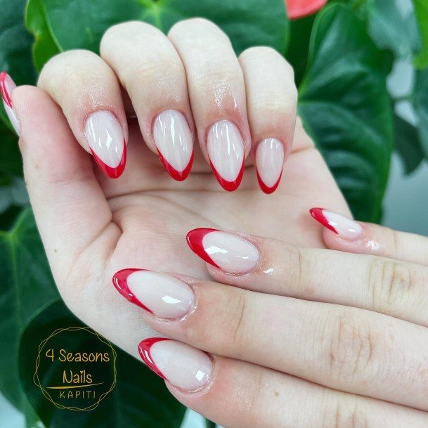 Adorable Red French Tip Nail Designs For Women