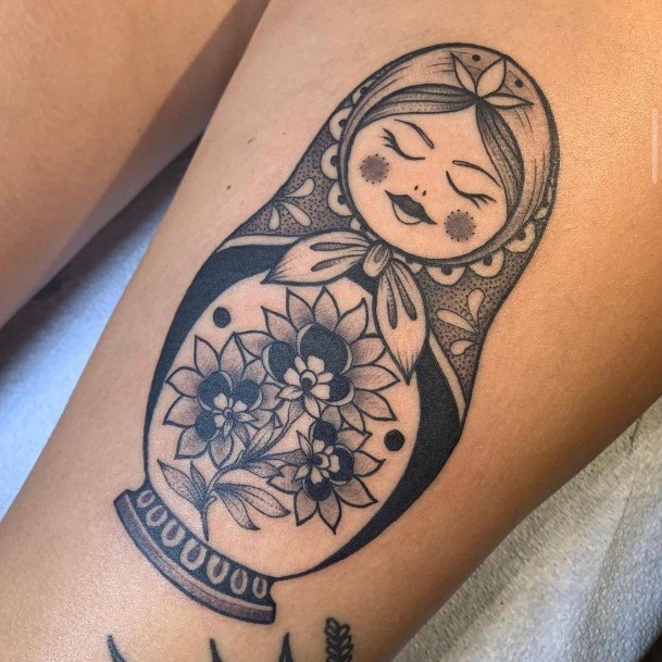 Adorable Russian Nesting Doll Matryoshka Tattoo Designs For Women