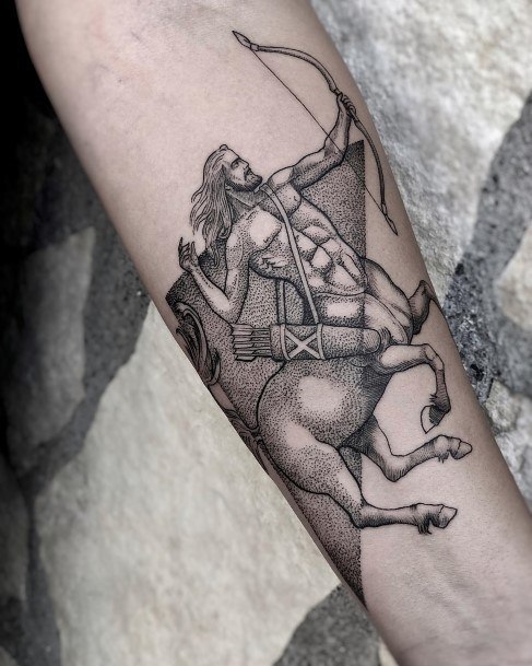 Adorable Sagittarius Tattoo Designs For Women Forearm Shaded