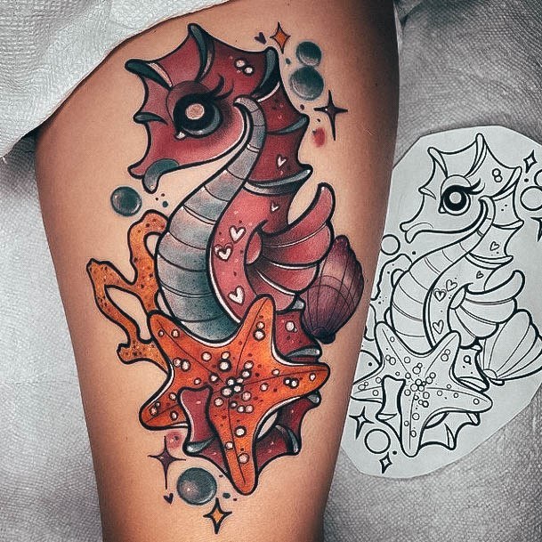 Top 100 Best Seahorse Tattoos For Women - Sea Creature Design Ideas