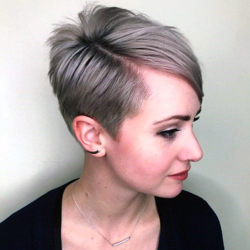 Adorable Side Swept Ashy Brown And Blonde Pixie Womens Hairstyle