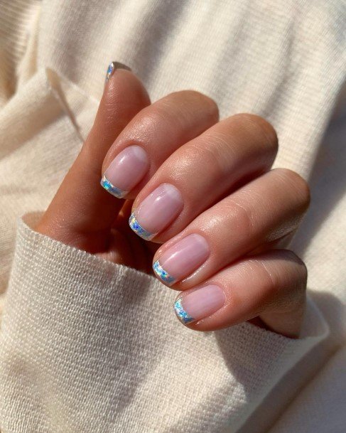 Adorable Silver French Tip Nail Designs For Women