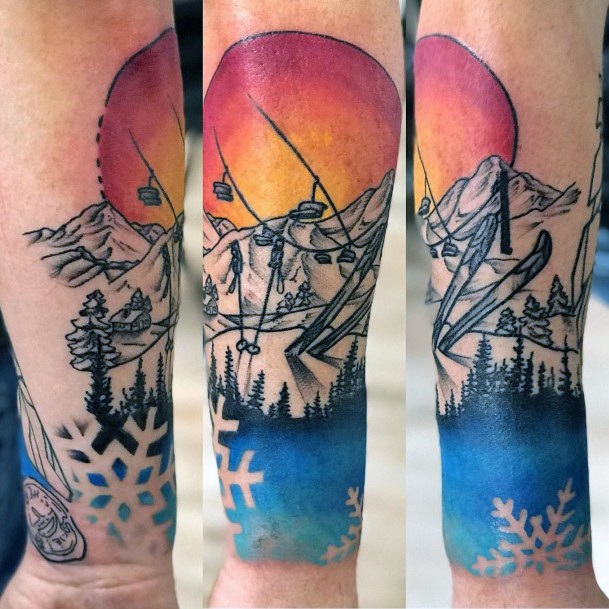 60 Skiing Tattoos For Men  A Gondola Lift To Design Ideas