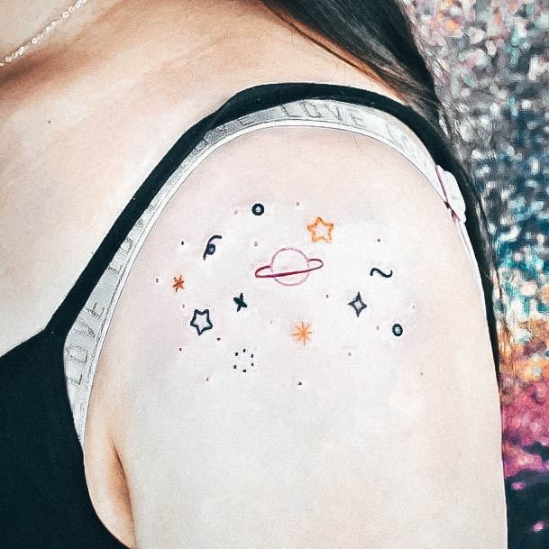 Adorable Space Tattoo Designs For Women