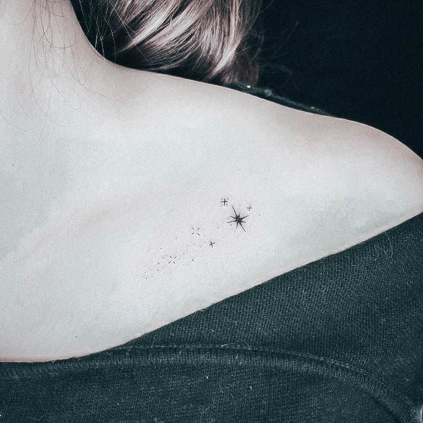 Adorable Star Tattoo Designs For Women Collar Bone Tiny