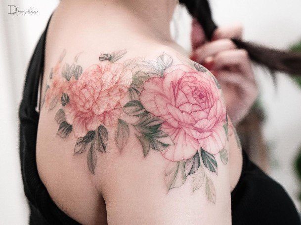 Adorable Tattoo Inspiration Peony For Women Shoulder