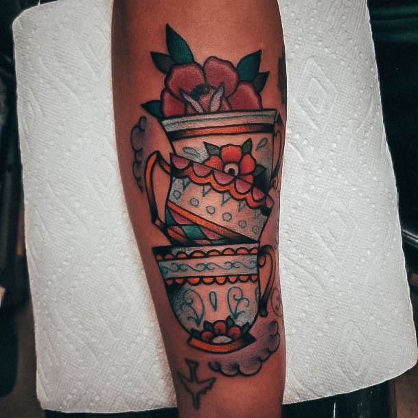 Adorable Tea Cup Tattoo Designs For Women