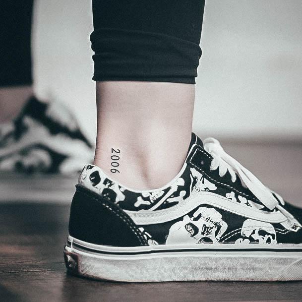 Adorable Tiny Tattoo Designs For Women Ankle Numbers