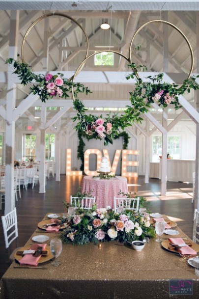 Adorable Trio Of Circles Decorations Wedding Hall