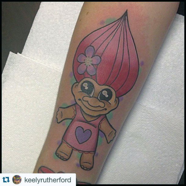 Adorable Troll Doll Tattoo Designs For Women