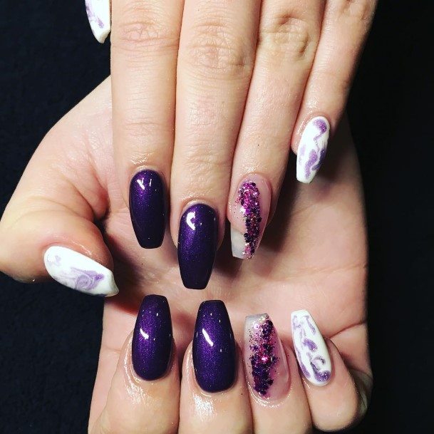 Adorable White And Purple Nail Designs For Women