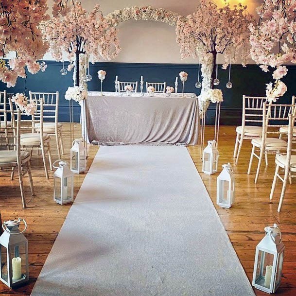 Adorable White Wedding Runner Cute Lantern Aisle Inspiration Decor