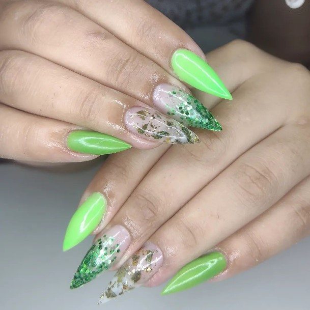 Aesthetic 420 Nail On Woman Neon Green