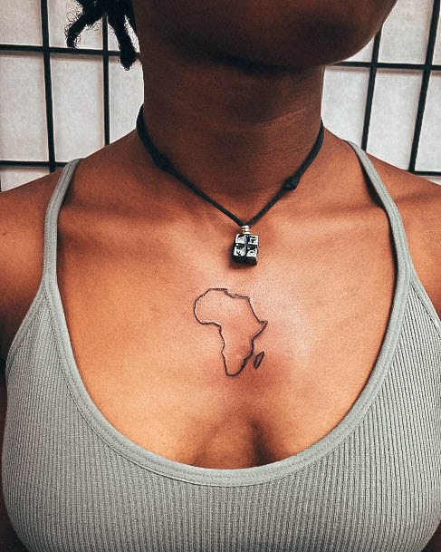 Aesthetic Africa Tattoo On Woman