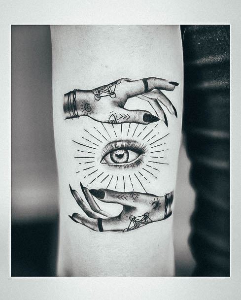 Aesthetic All Seeing Eye Tattoo On Woman