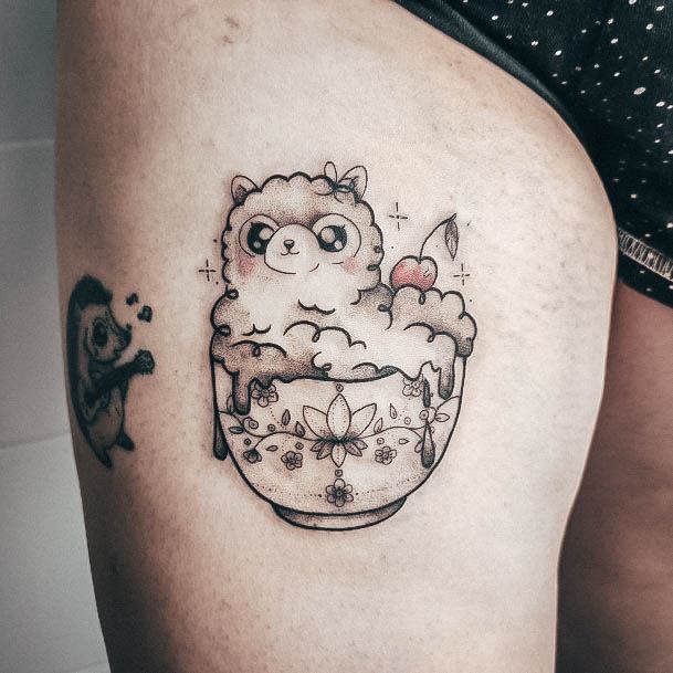 Aesthetic Alpaca Tattoo On Woman