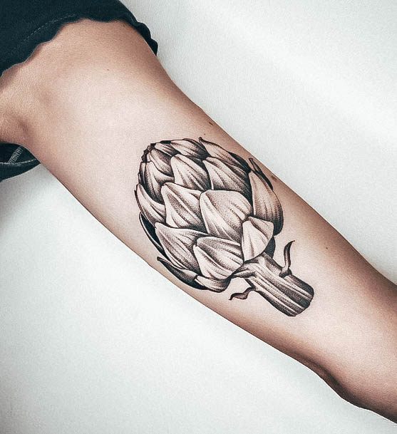 Aesthetic Artichoke Tattoo On Woman