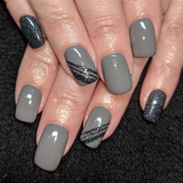 Aesthetic Black And Grey Nail On Woman