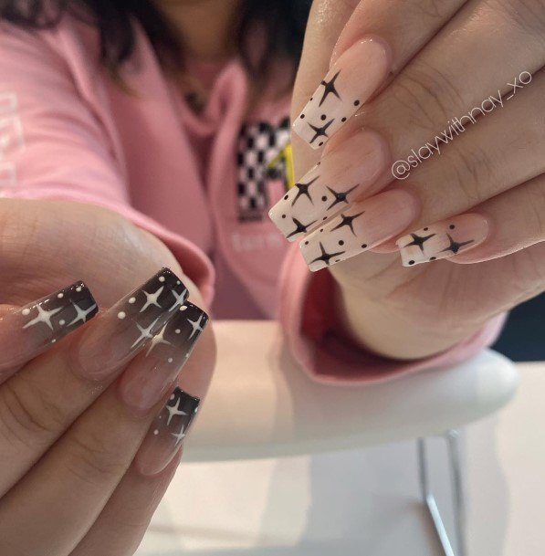 Aesthetic Black Ombre Nail On Woman